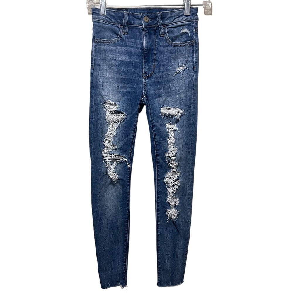 AMERICAN EAGLE SUPER HI RISE JEGGING NEXT‎ LEVEL STRETCH JEANS - Size 00 Short